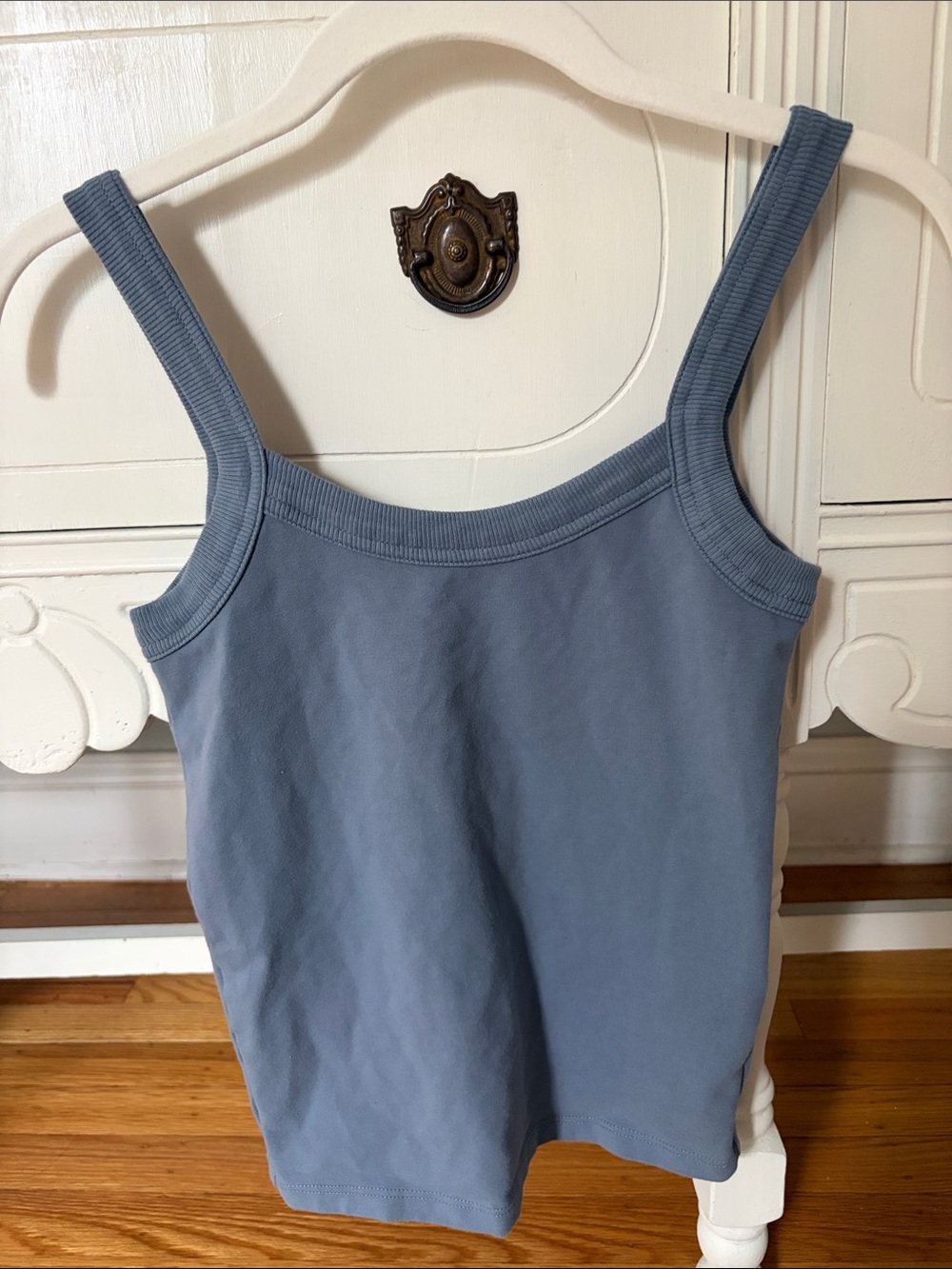 Aritzia TNA Hold It Tank Top in Dusty Blue Rib-Trim